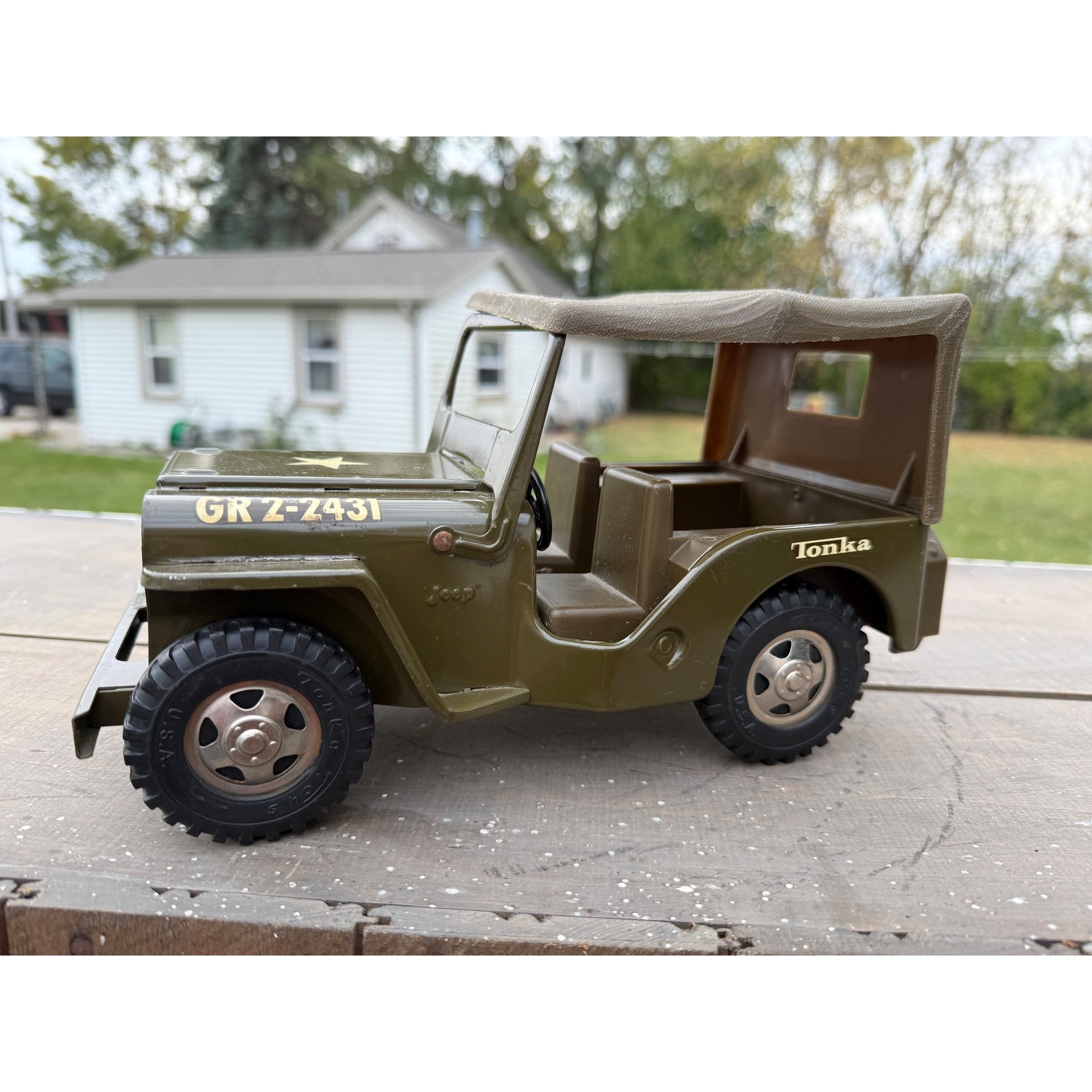 Vintage Tonka Willys Jeep US Army Truck Pressed Steel Toy