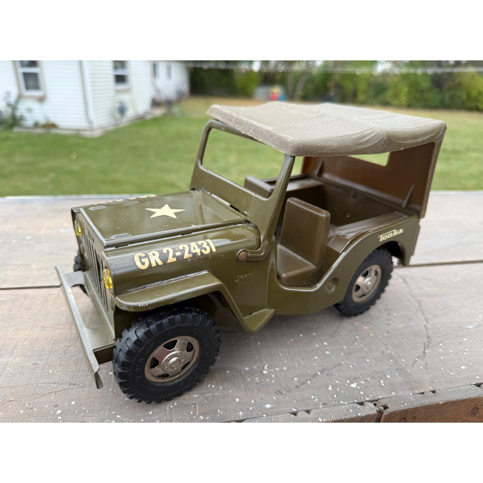 Vintage Tonka Willys Jeep US Army Truck Pressed Steel Toy