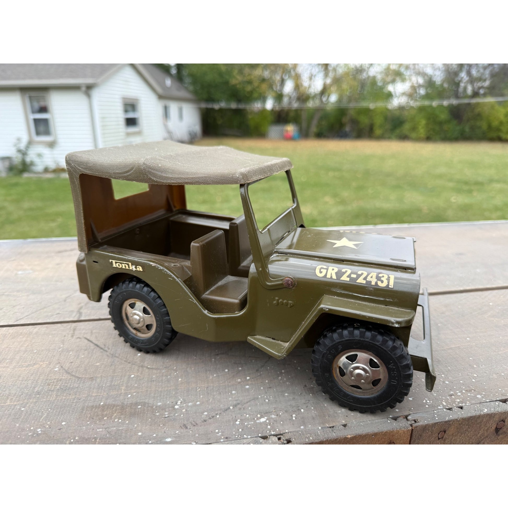 Vintage Tonka Willys Jeep US Army Truck Pressed Steel Toy