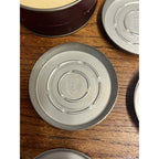 Vintage Damrow Brothers Co. Stainless Steel Coaster Set Fond du Lac WI Dairy Advertising