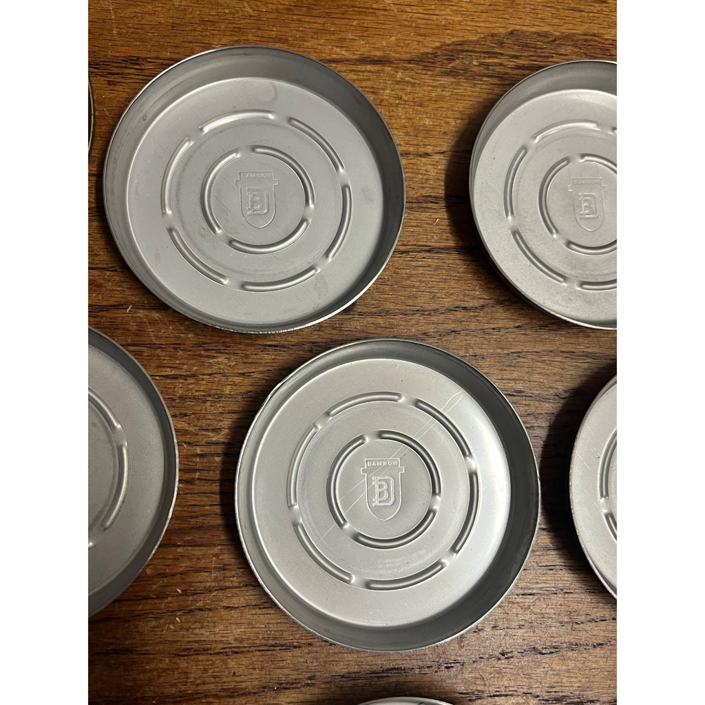 Vintage Damrow Brothers Co. Stainless Steel Coaster Set Fond du Lac WI Dairy Advertising