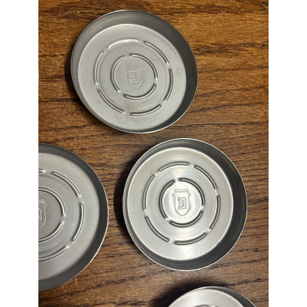 Vintage Damrow Brothers Co. Stainless Steel Coaster Set Fond du Lac WI Dairy Advertising