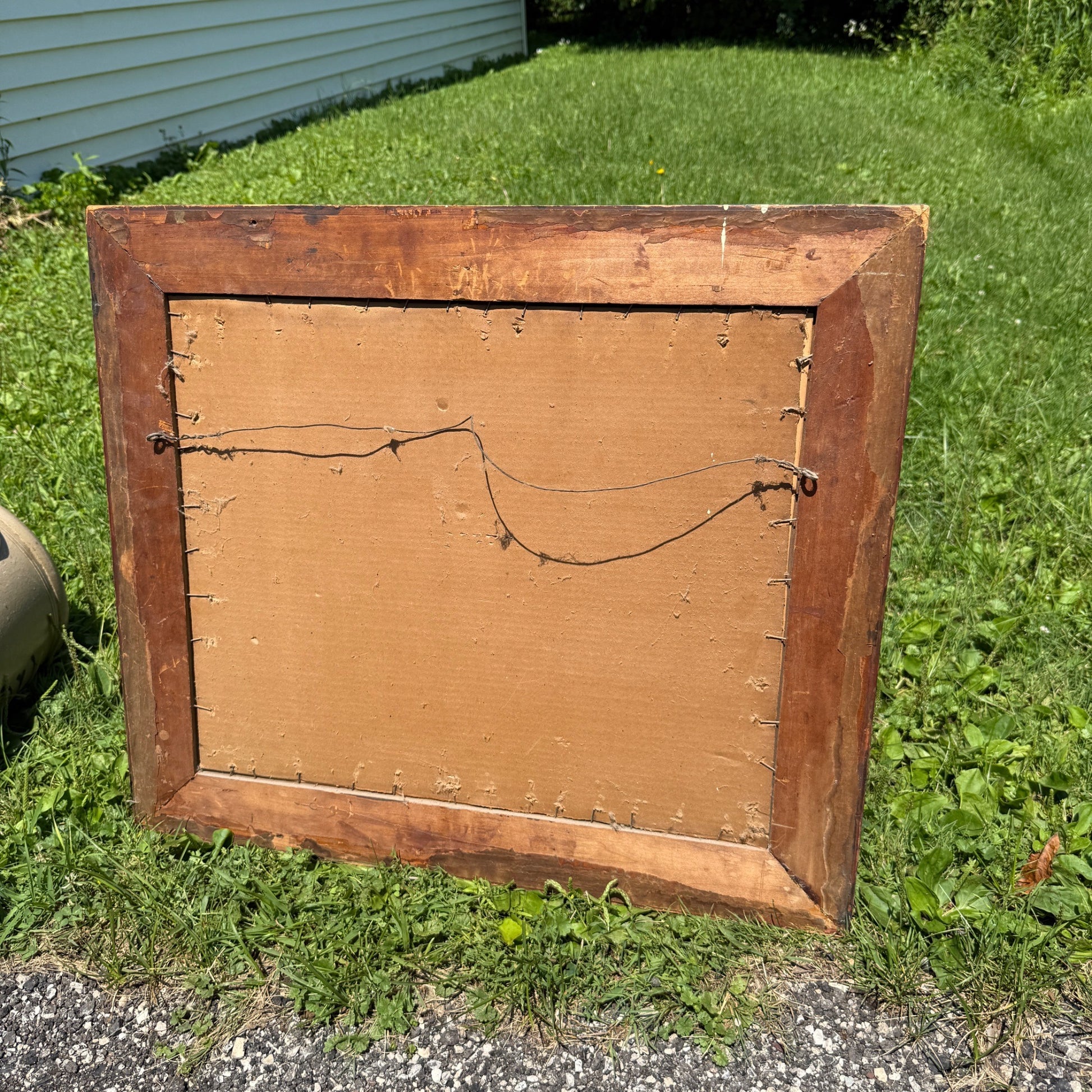 Vintage Mid-Century Framed Watercolor Art Fishing on Pier Lake Cabin Scene