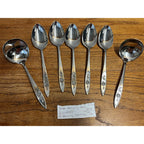 Vintage My Rose Oneida Stainless Serving Spoons & Ladles Serving 7pc Silverware