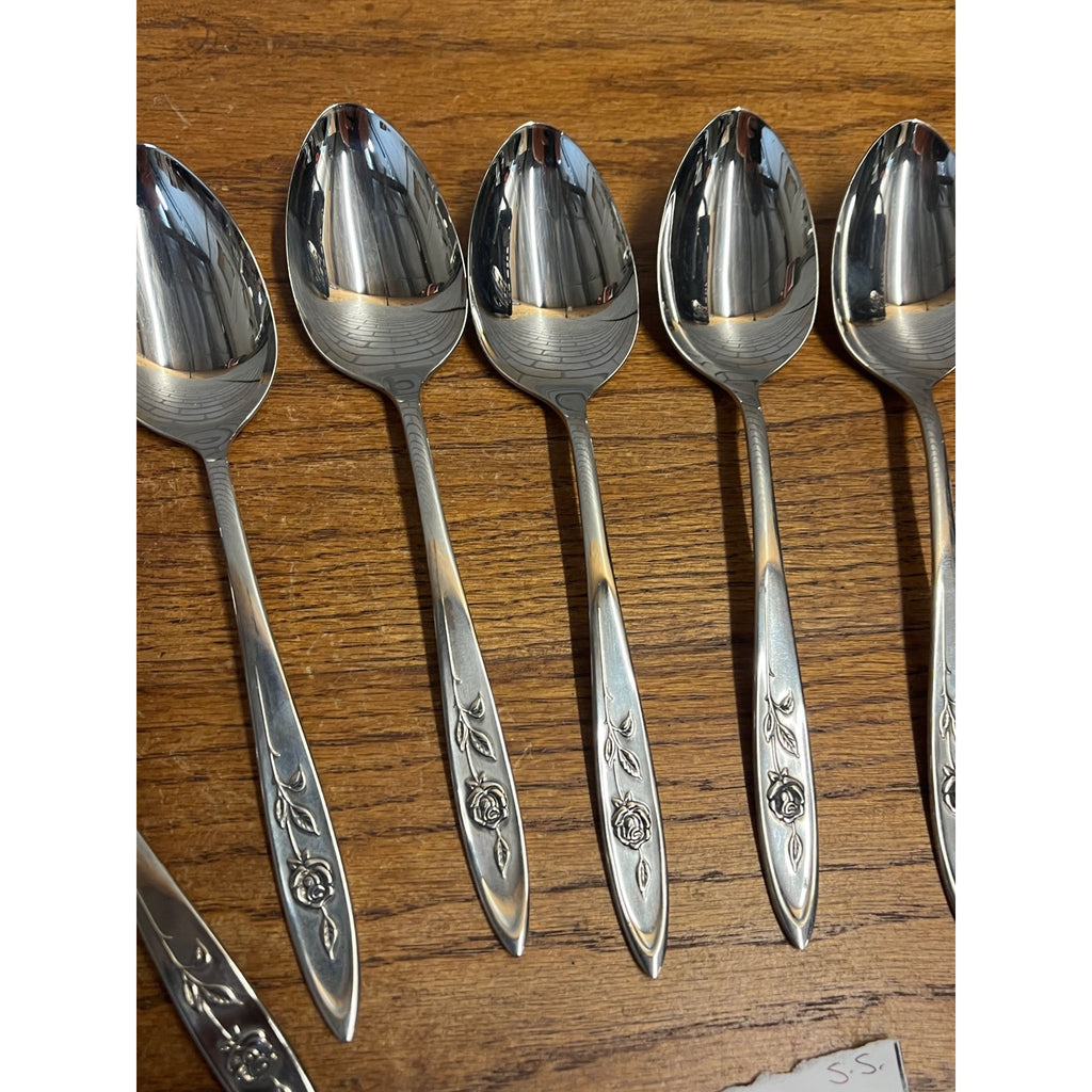 Vintage My Rose Oneida Stainless Serving Spoons & Ladles Serving 7pc Silverware