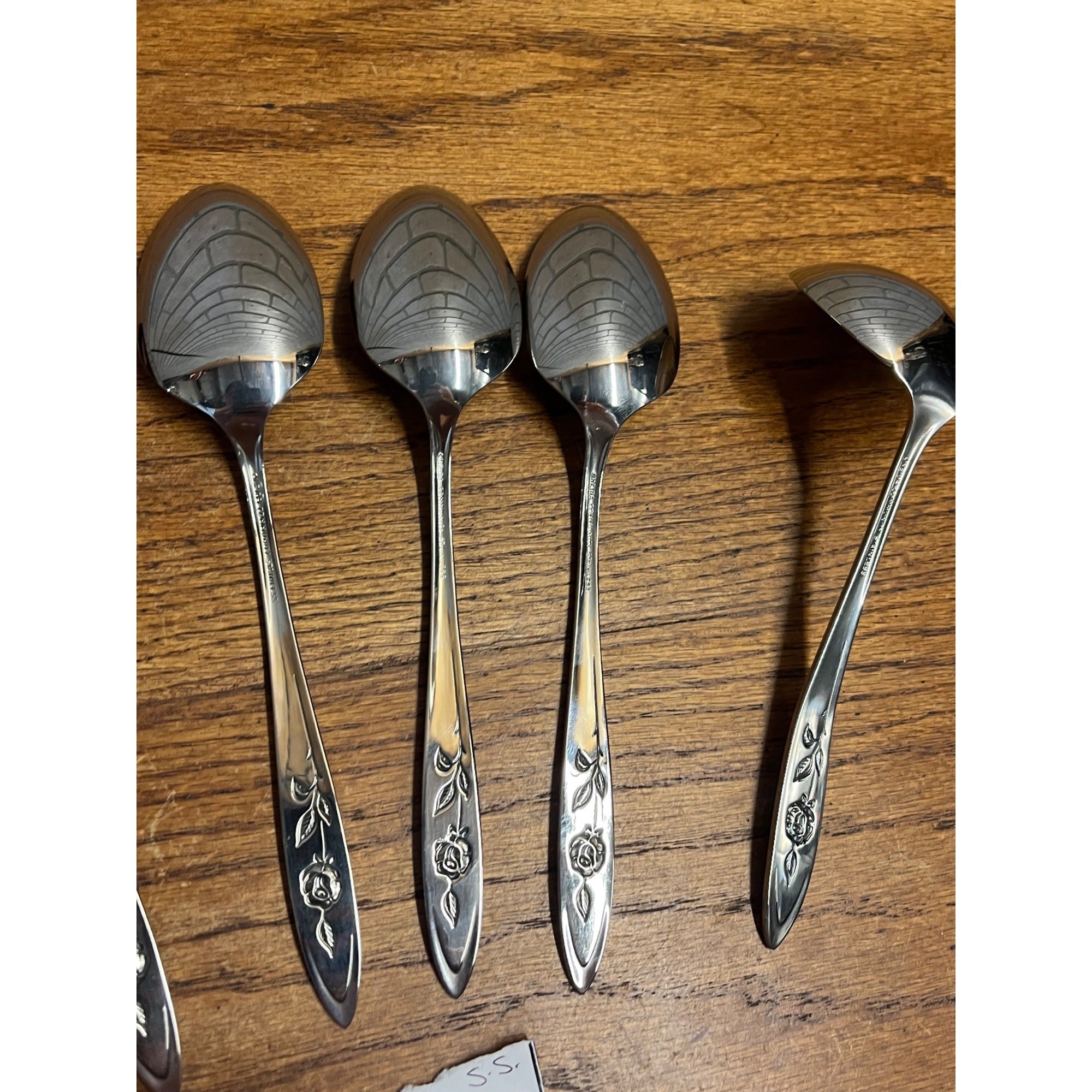 Vintage My Rose Oneida Stainless Serving Spoons & Ladles Serving 7pc Silverware