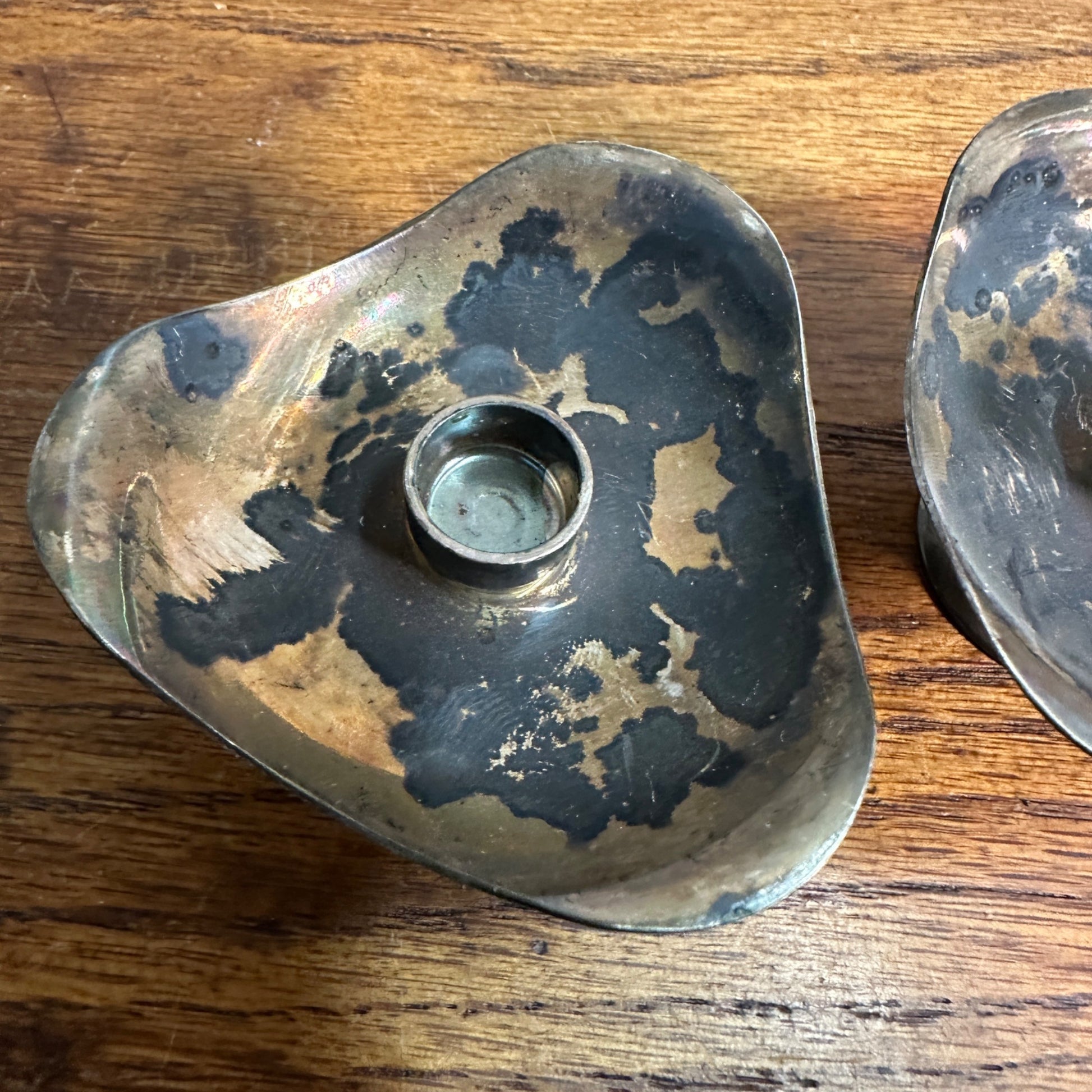 Treidar Denmark Silverplated 2 Piece Set Mid Century Modern Taper Candle Holders