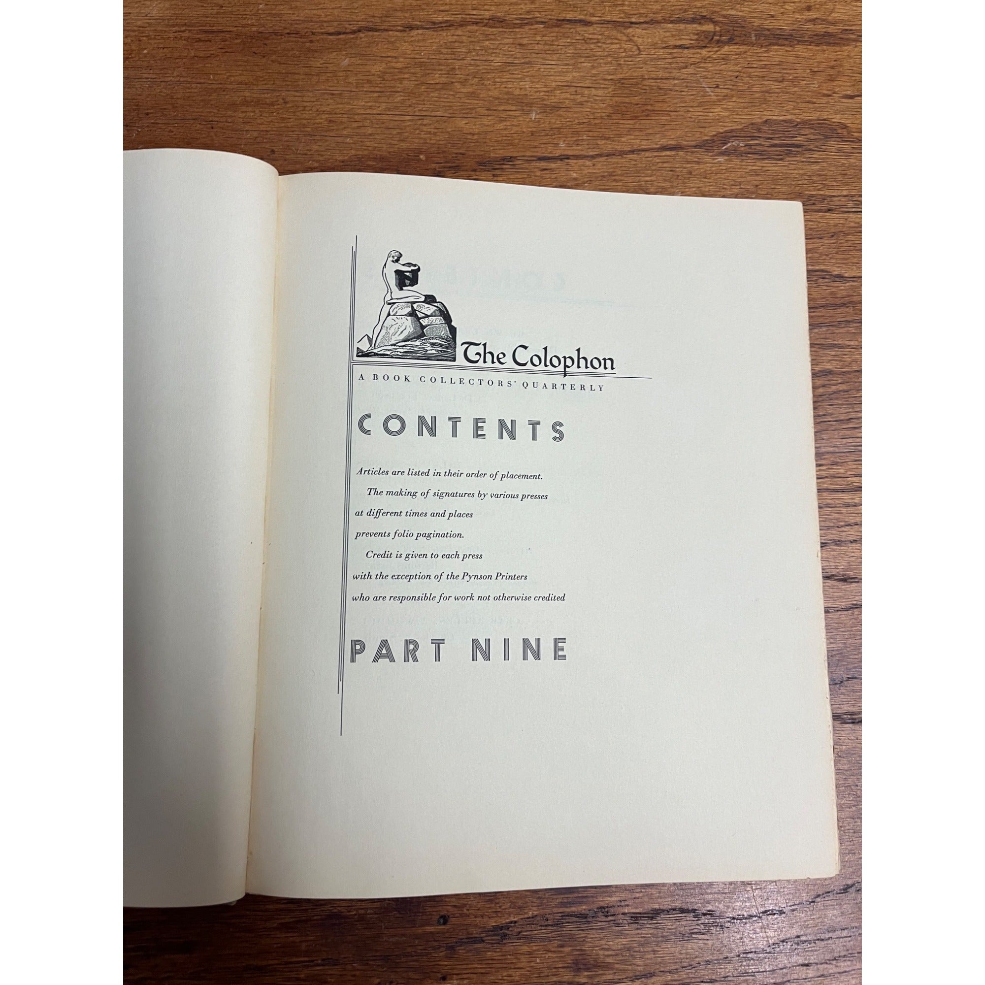 Old THE COLOPHON BOOK COLLECTORS QUARTERLY #9 1932 ORIGIN OF SPECIES DARWIN WORK