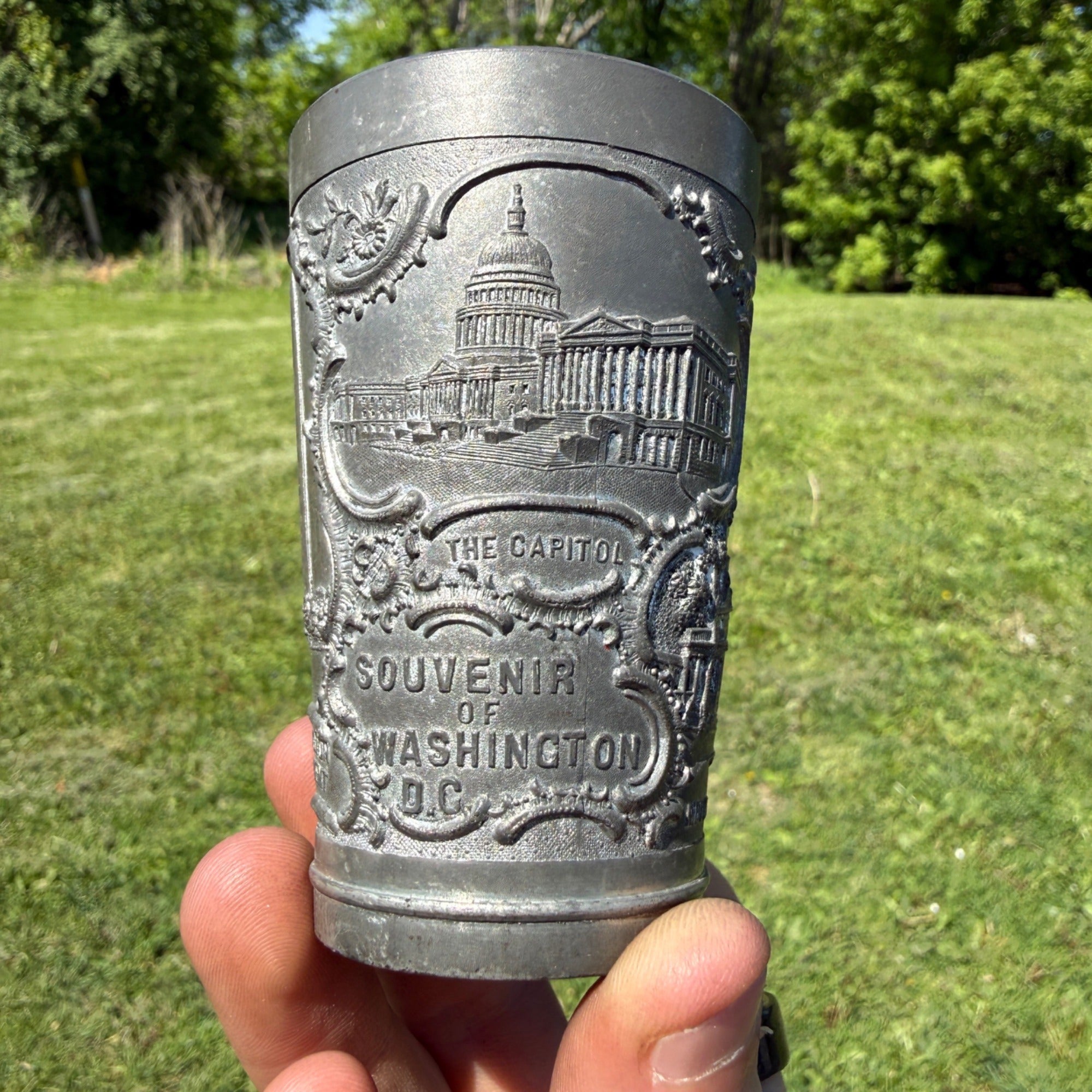Antique  Vintage Washington DC pewter souvenir cup Germany 1901