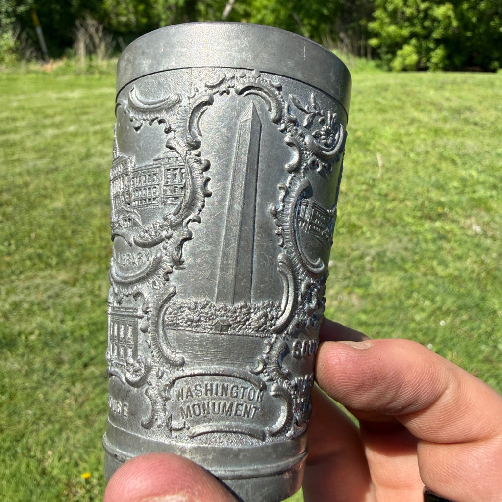 Antique  Vintage Washington DC pewter souvenir cup Germany 1901