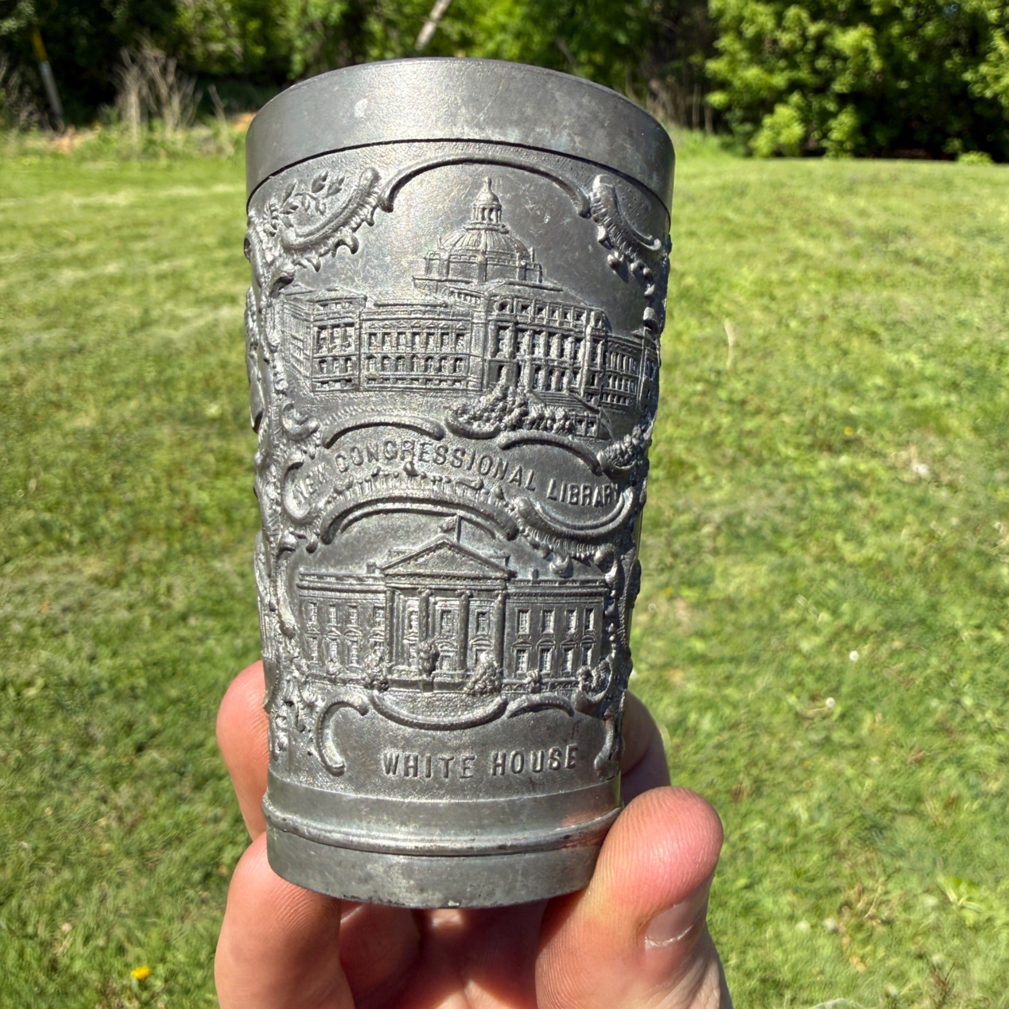 Antique  Vintage Washington DC pewter souvenir cup Germany 1901