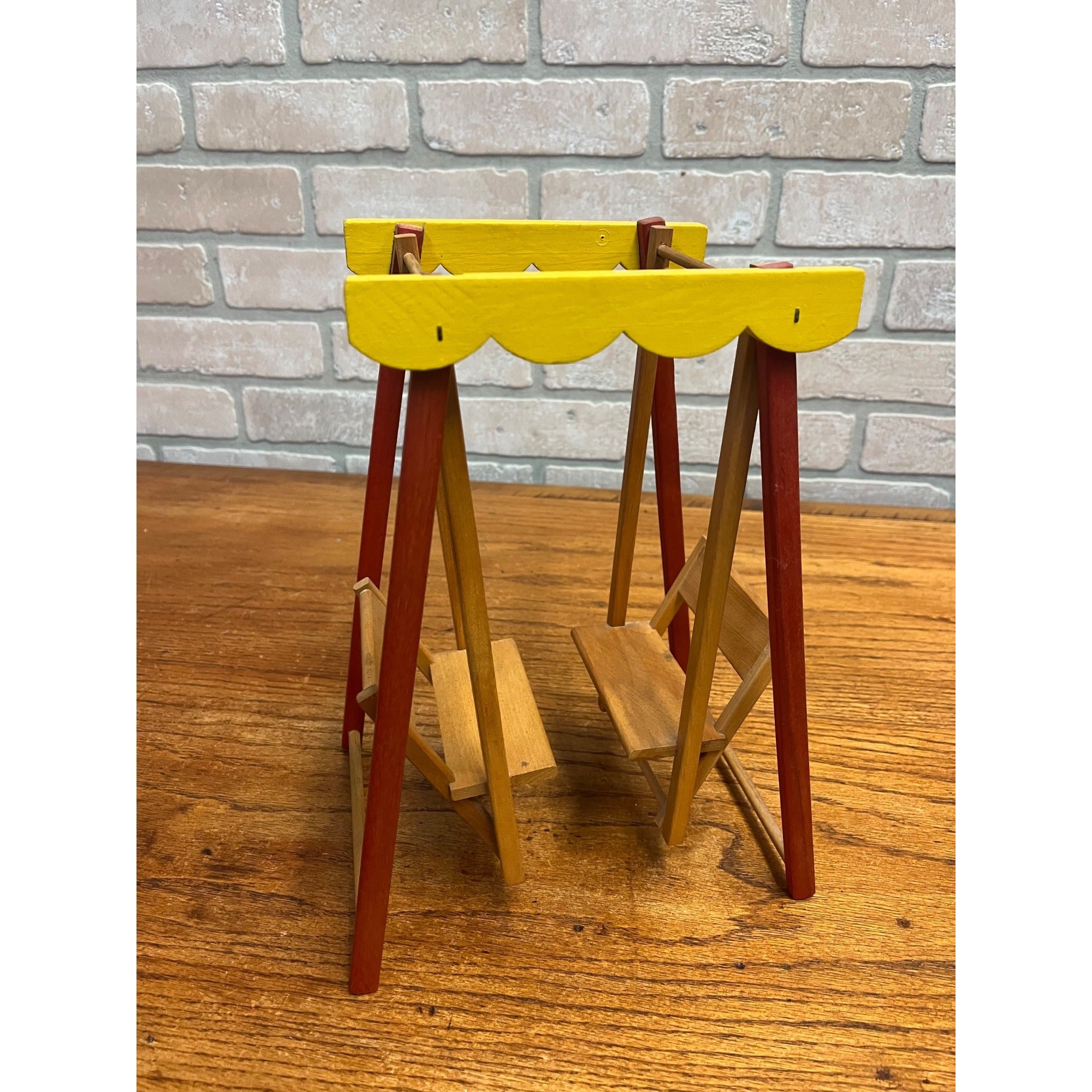 Vintage Strombecker Doll House Furniture Wooden Glider Swing