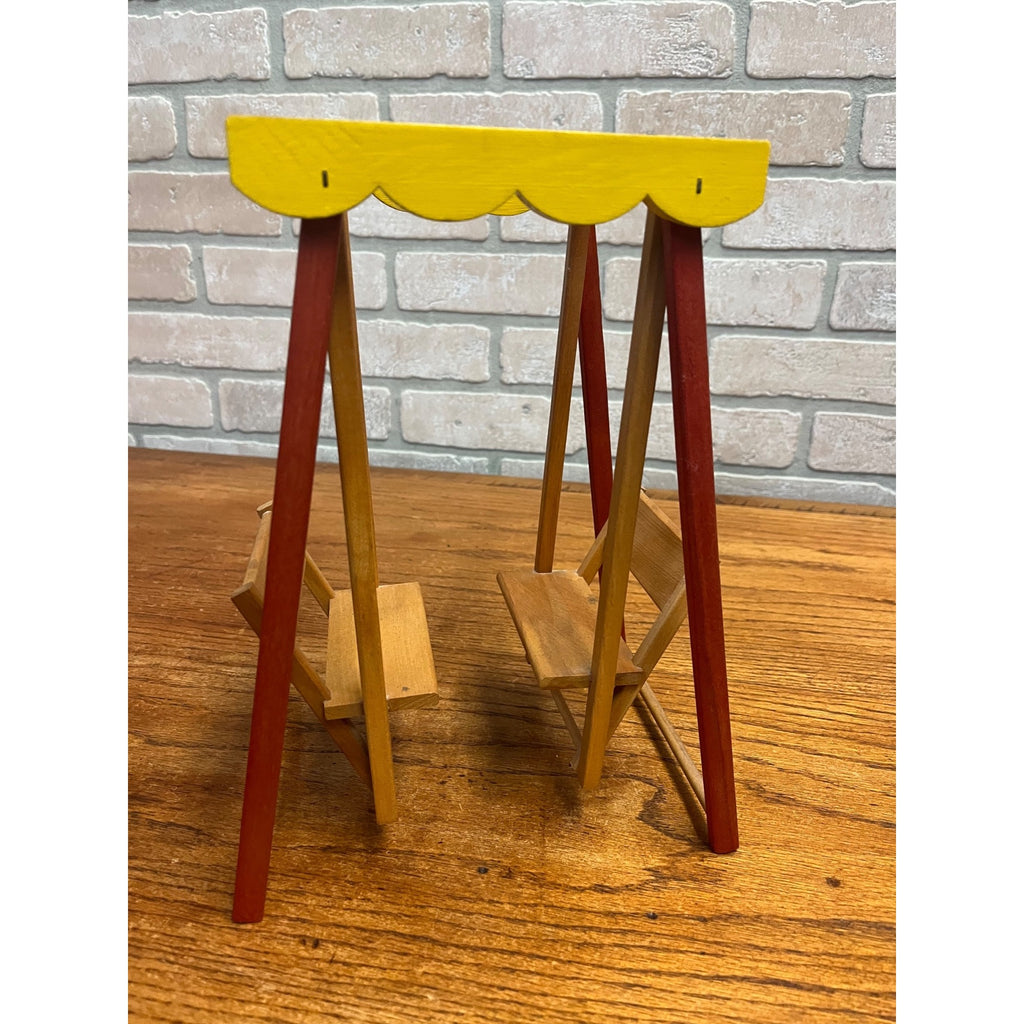 Vintage Strombecker Doll House Furniture Wooden Glider Swing