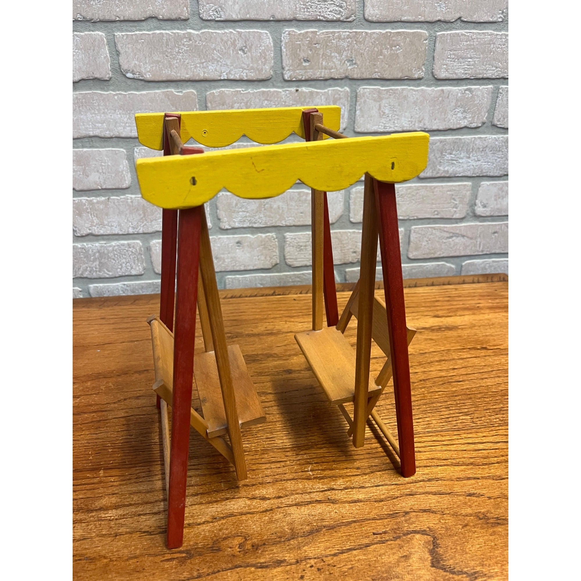 Vintage Strombecker Doll House Furniture Wooden Glider Swing