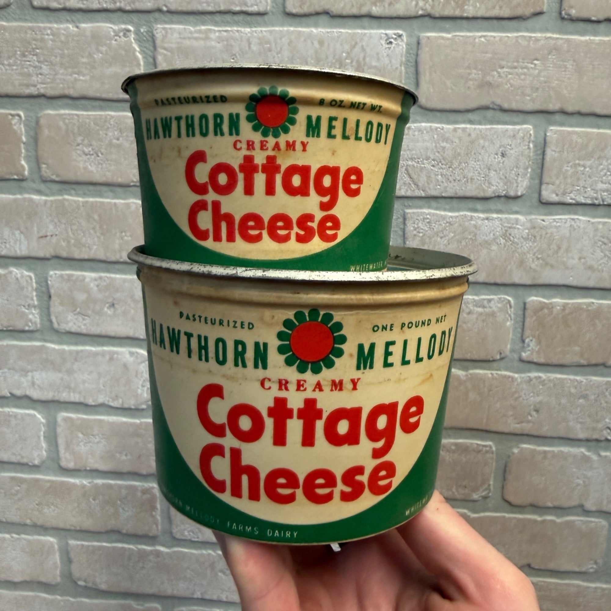 (2) Hawthorn Mellody Cottage Cheese Wax Containers Whitewater Wis