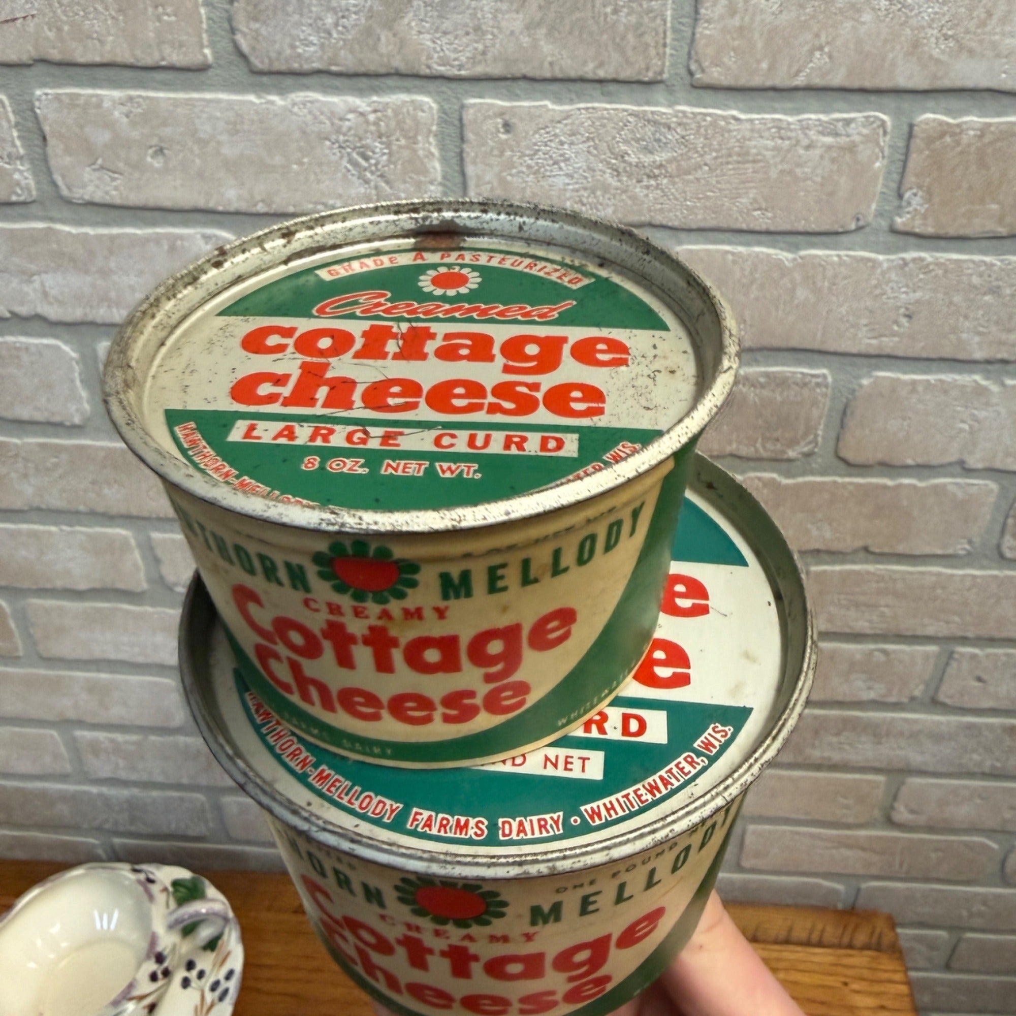 (2) Hawthorn Mellody Cottage Cheese Wax Containers Whitewater Wis