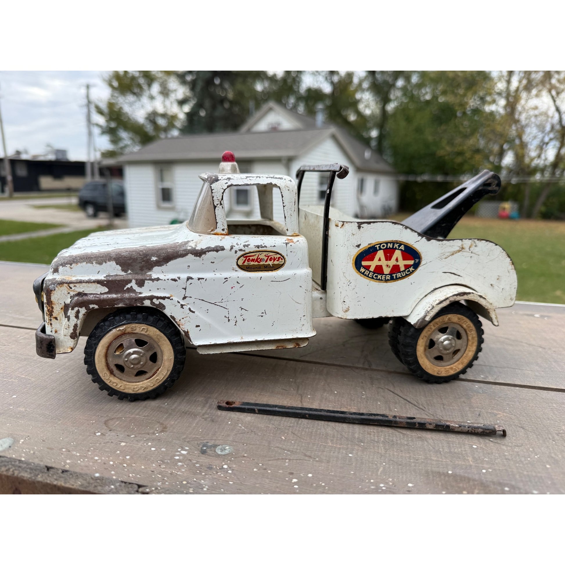 Vintage Tonka AA Wrecker Tow Truck Pressed Steel Toy