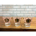 RARE Fred Press Celestial Eclipse Starburst Rocks Glass Pink & Gold Set (3) MCM