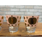 RARE Fred Press Celestial Eclipse Starburst Rocks Glass Pink & Gold Set (3) MCM