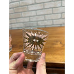 RARE Fred Press Celestial Eclipse Starburst Rocks Glass Pink & Gold Set (3) MCM