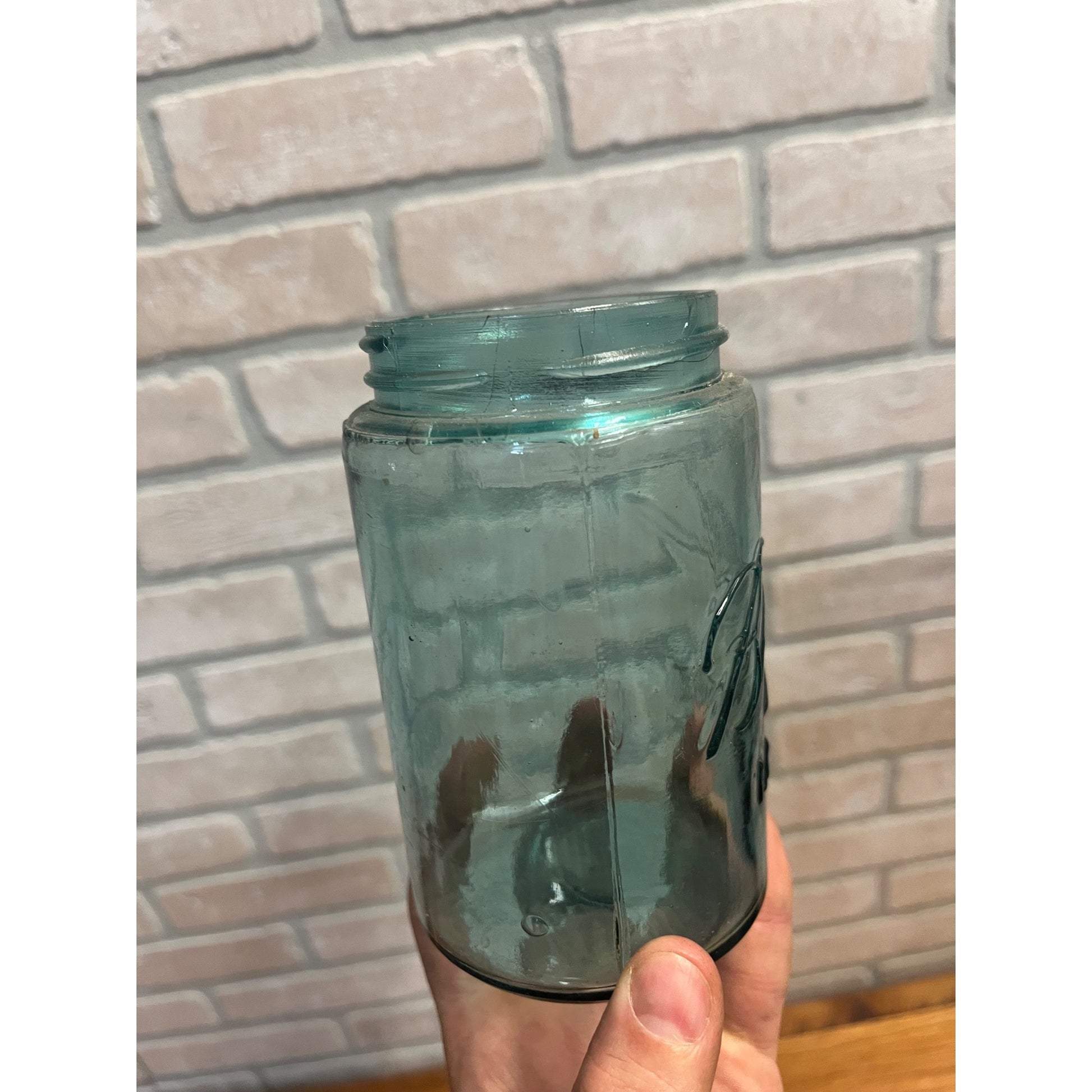 Vintage Ball Triple L Pint Jar Blue Mason Dropped A Zinc Lid 1900-1910 Mold# 1