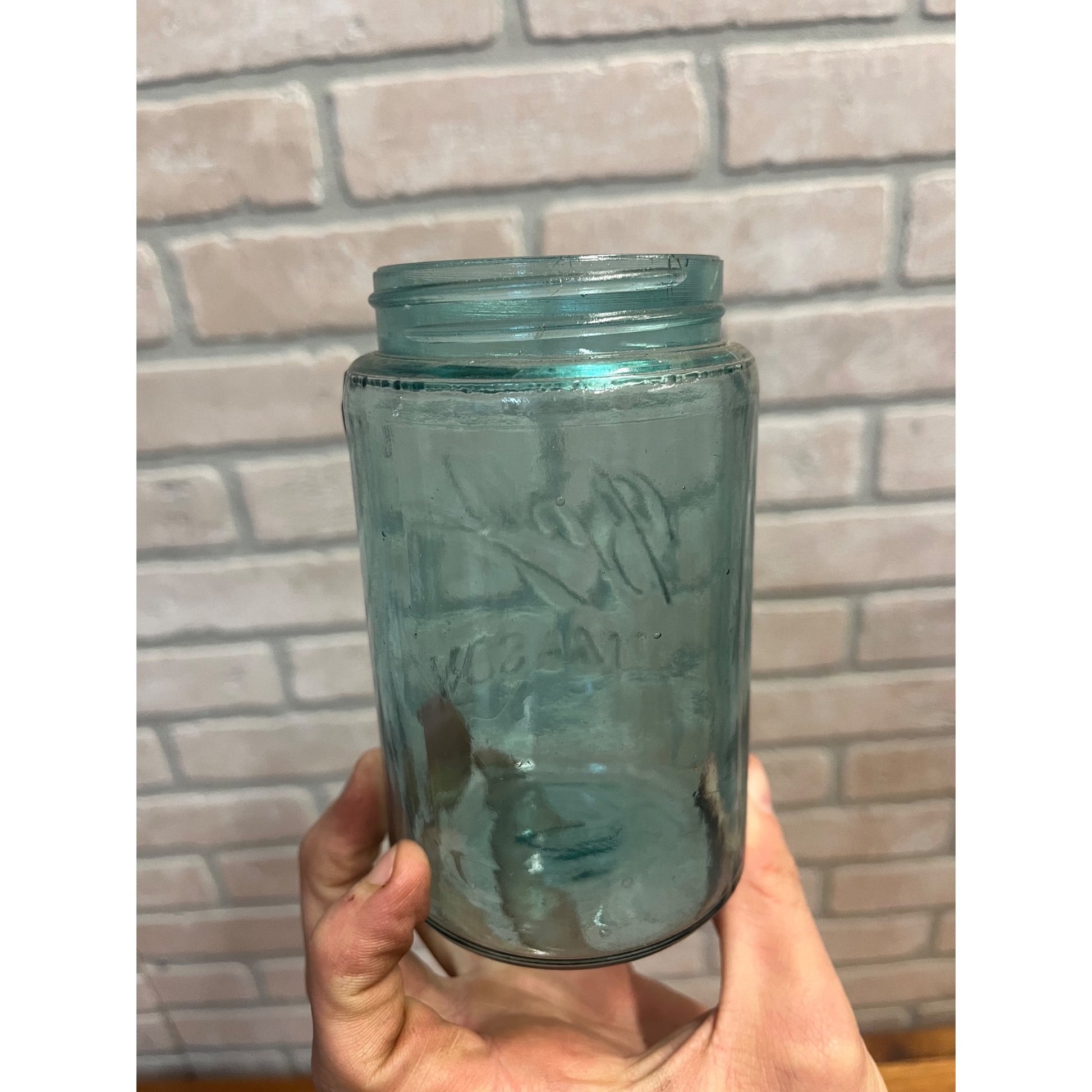 Vintage Ball Triple L Pint Jar Blue Mason Dropped A Zinc Lid 1900-1910 Mold# 1