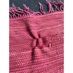Vintage Handwoven Pink Rag Rug Primitive Farmhouse Woven Cotton Rag Carpet