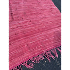 Vintage Handwoven Pink Rag Rug Primitive Farmhouse Woven Cotton Rag Carpet