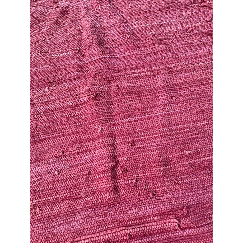 Vintage Handwoven Pink Rag Rug Primitive Farmhouse Woven Cotton Rag Carpet