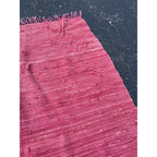Vintage Handwoven Pink Rag Rug Primitive Farmhouse Woven Cotton Rag Carpet