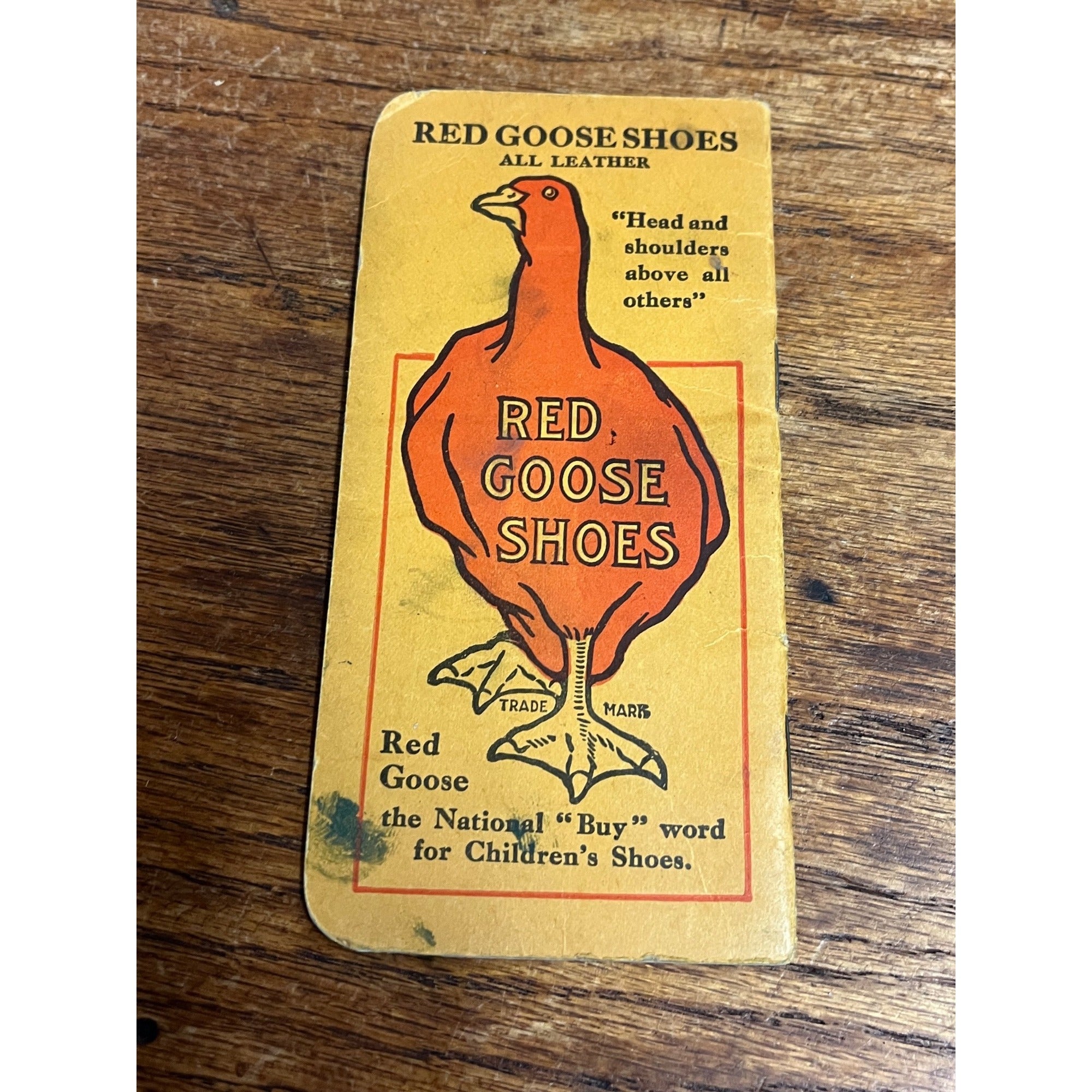 Vintage 1900s Friedman-Shelby Red Goose All Leather Shoes Memo Book Advertising