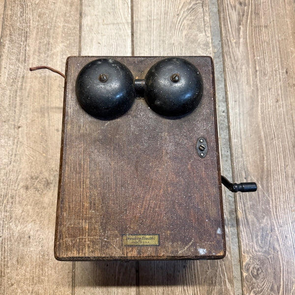 Vintage Western Electric Telephone Ringer Box For Candlestick Phone Oak Wooden