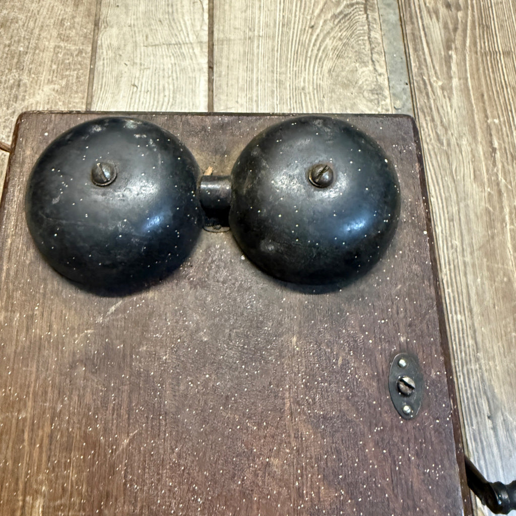 Vintage Western Electric Telephone Ringer Box For Candlestick Phone Oak Wooden