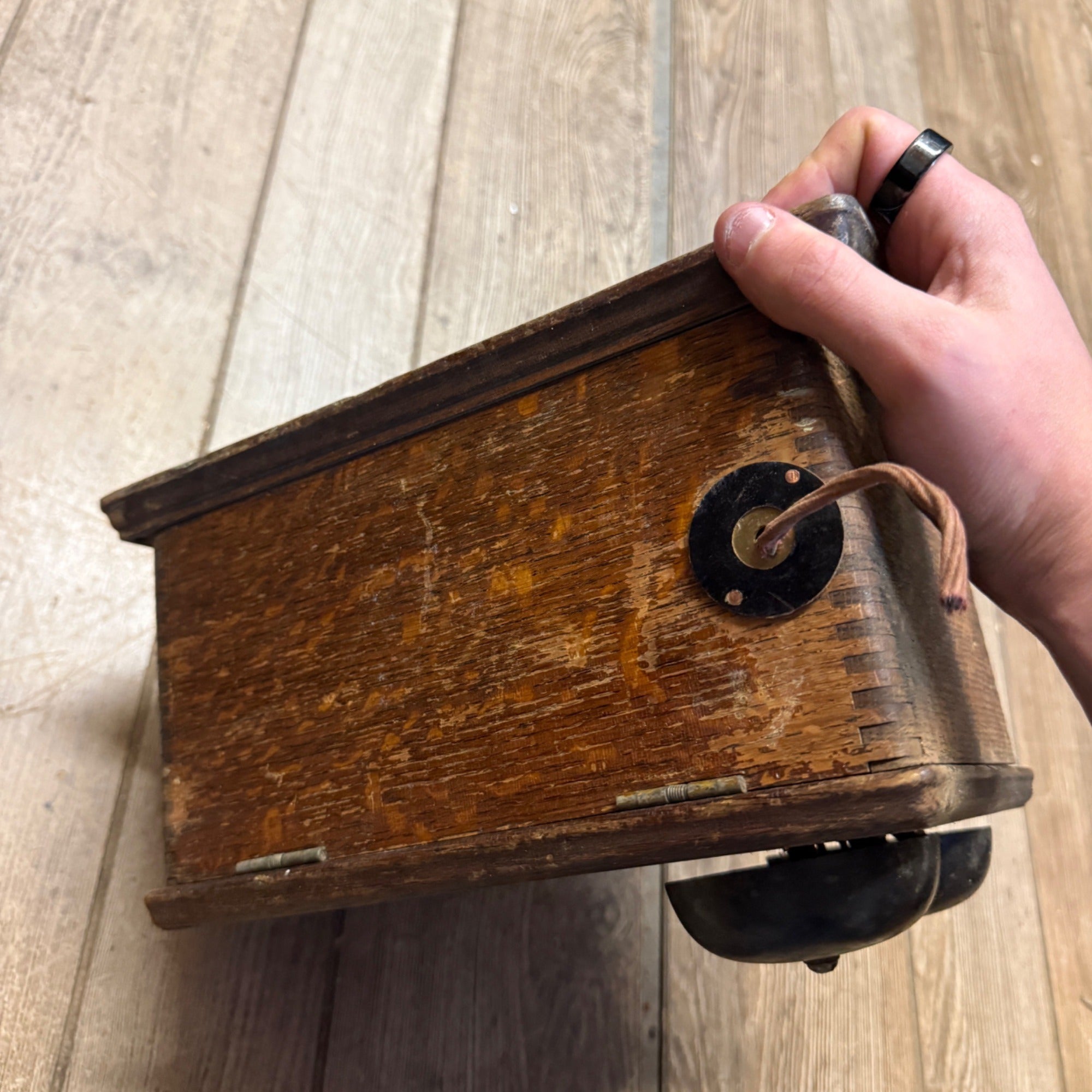 Vintage Western Electric Telephone Ringer Box For Candlestick Phone Oak Wooden