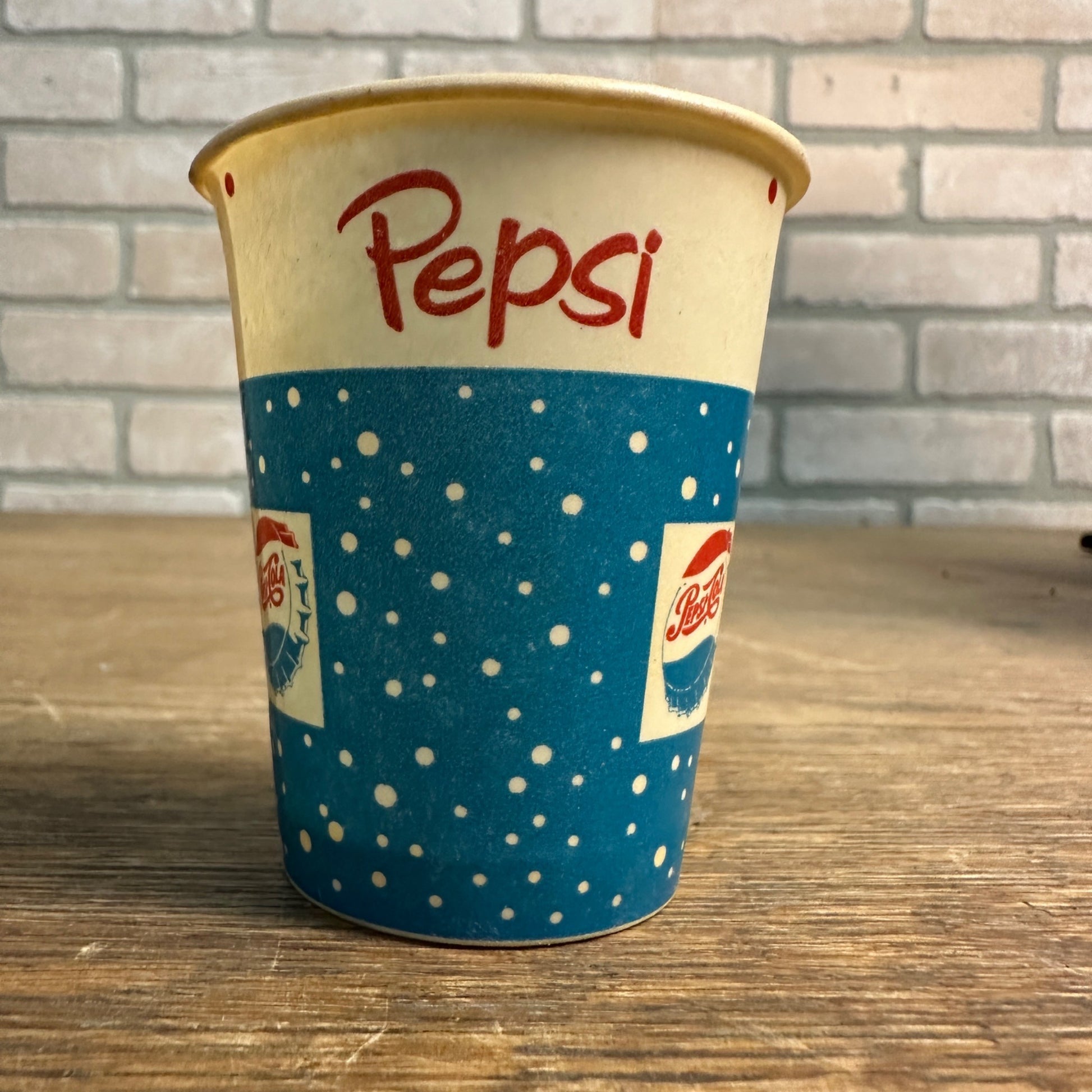 Vintage Pepsi Cola Blue Dot 4oz  Soda Promo Wax Paper Cup Pepsi Cola