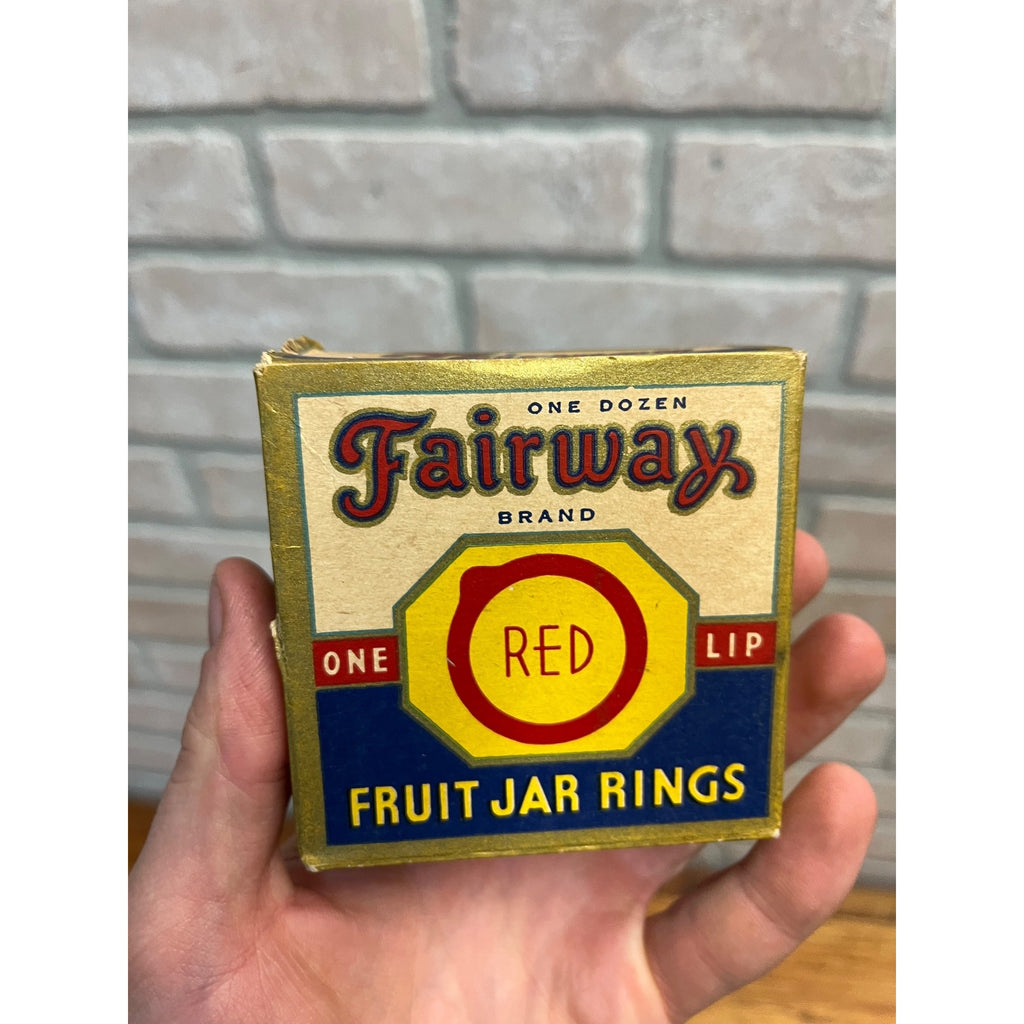 Vintage 1930s Fairway Red Fruit Jar Rings Advertising Sealed NEW NOS Box  Wis MN