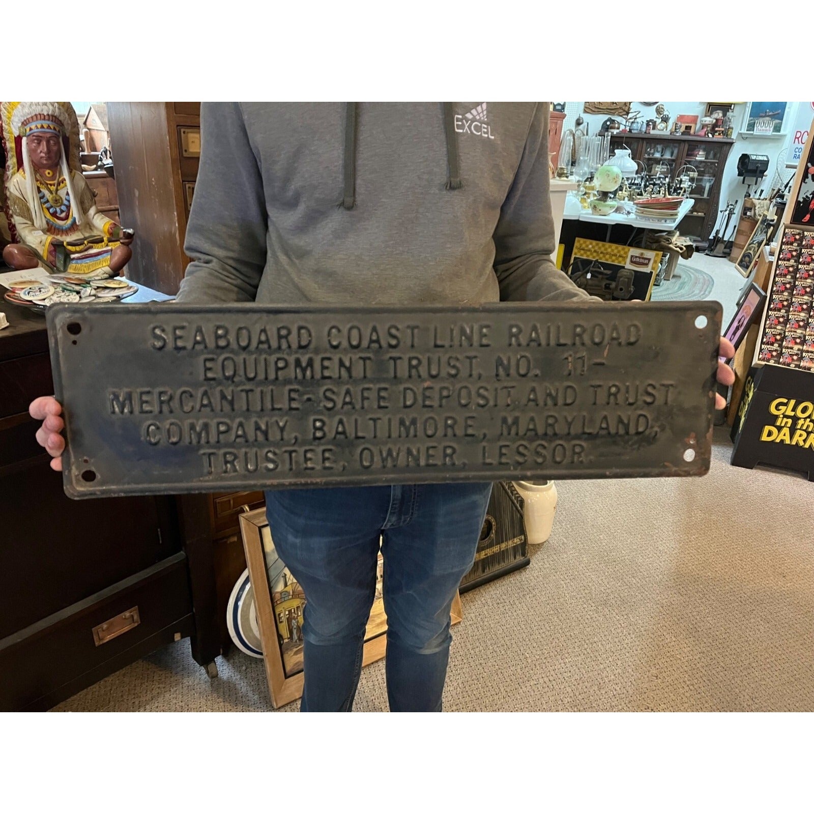 Original Vintage Seaboard Coast Line Railroad Embossed Metal Sign