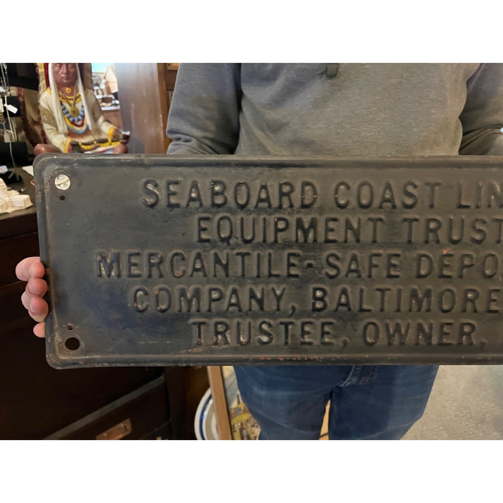 Original Vintage Seaboard Coast Line Railroad Embossed Metal Sign