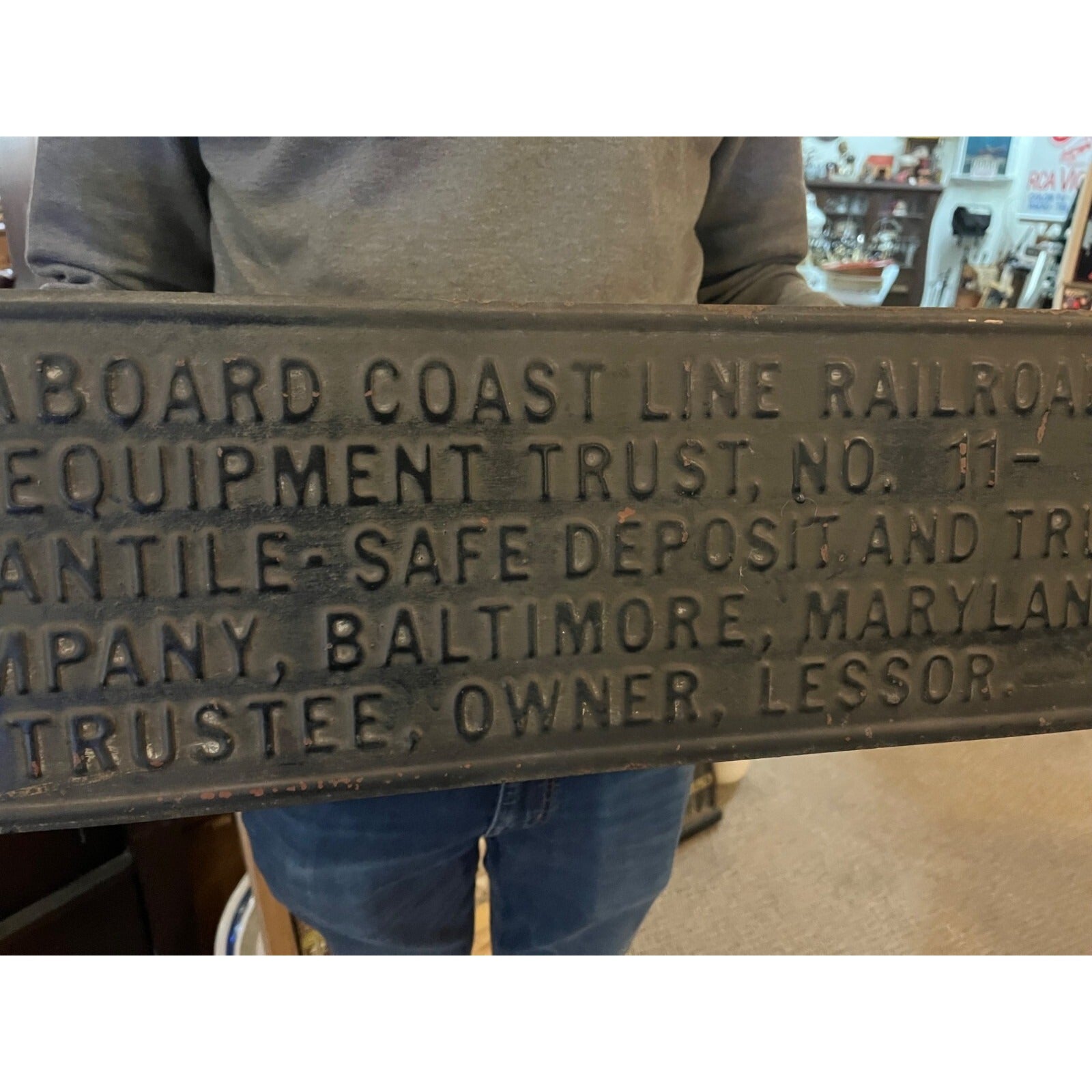 Original Vintage Seaboard Coast Line Railroad Embossed Metal Sign