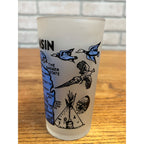 Vintage Frosted State Drinking Glass Wisconsin Map Badger State Hazel Atlas