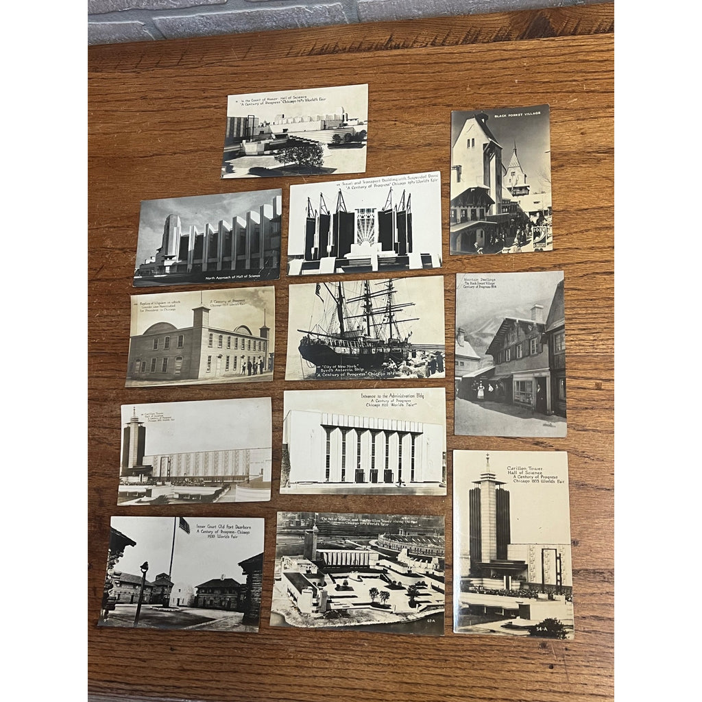 Vintage 1933-34 Chicago Worlds Fair Century of Progress Postcards Lot (12)