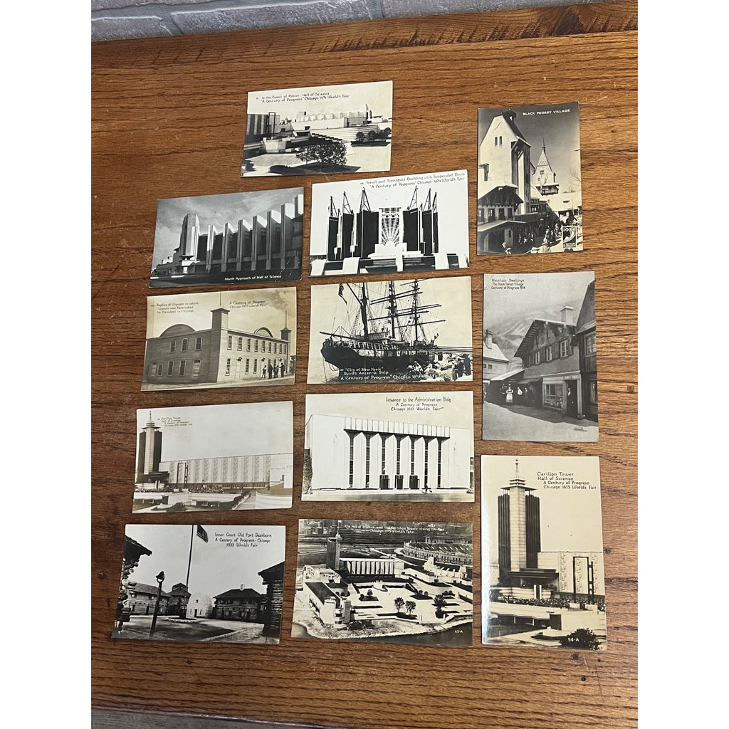 Vintage 1933-34 Chicago Worlds Fair Century of Progress Postcards Lot (12)