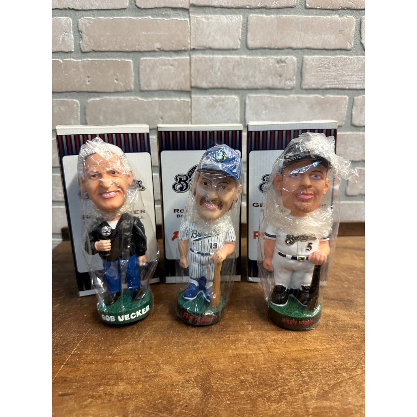 Milwaukee Brewers 2001 SGA Bobblehead Set: Bob Uecker, Jenkins, Robin Yount