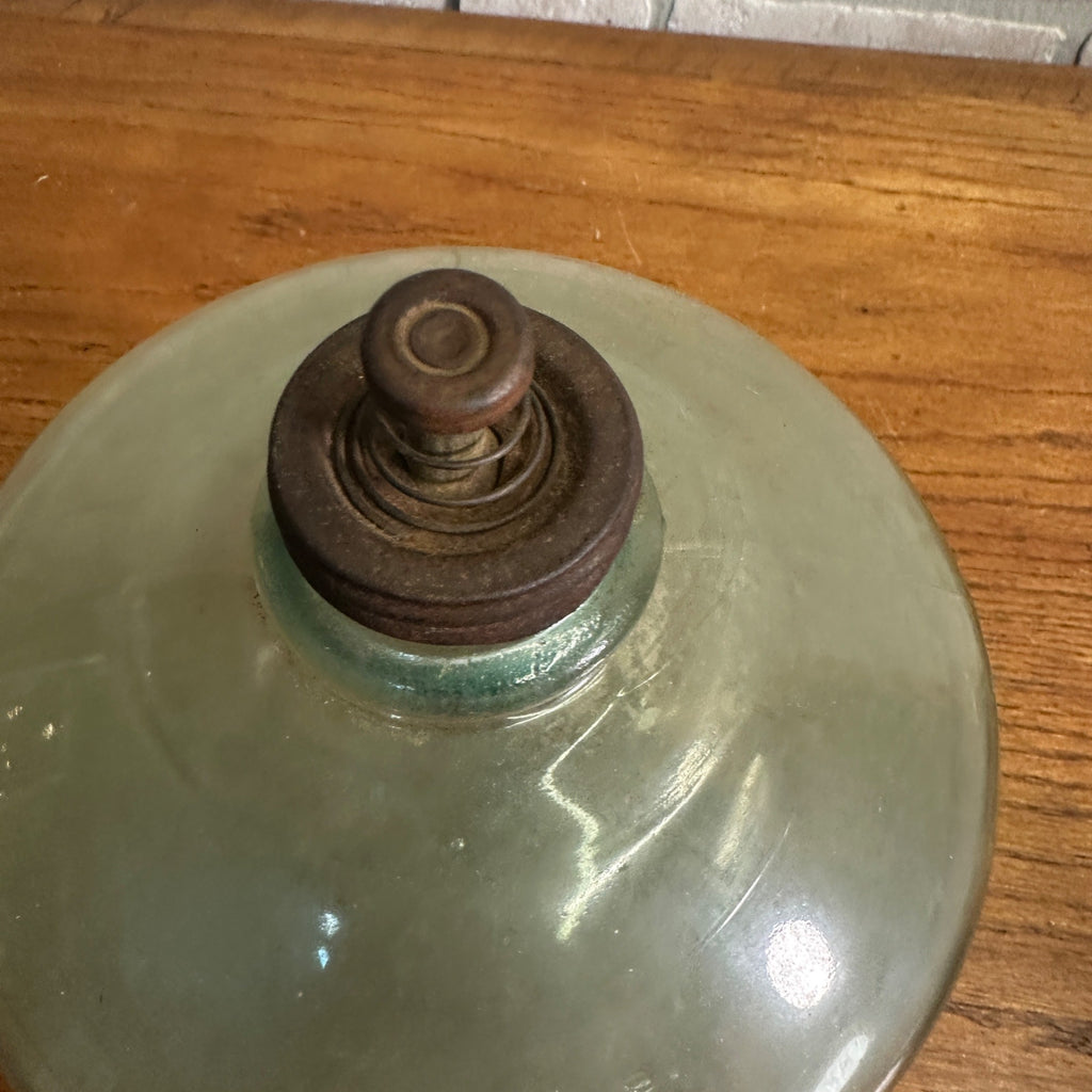 Antique USA Cleveland Metal Products Co Gallon Kerosene Blue Glass Jug