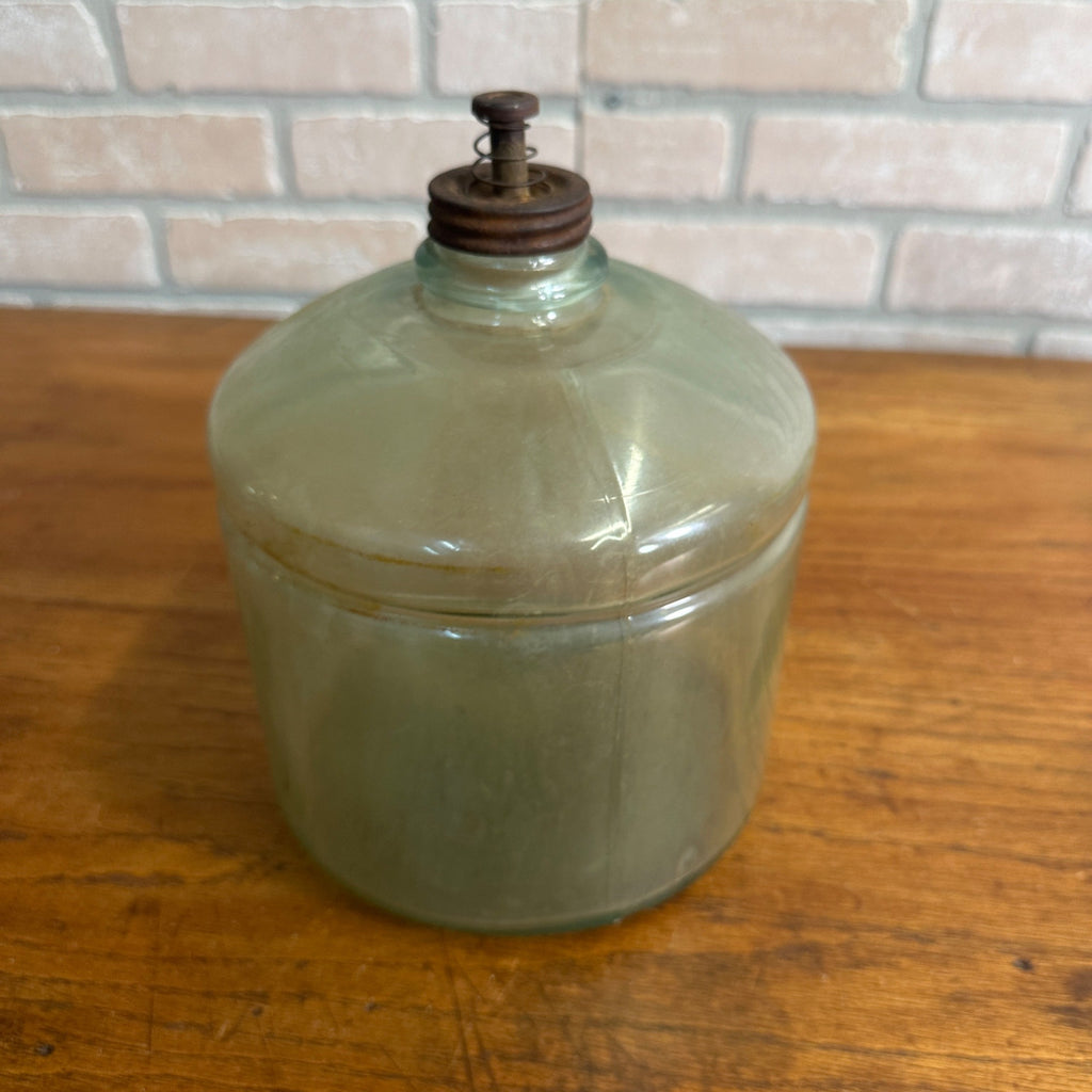 Antique USA Cleveland Metal Products Co Gallon Kerosene Blue Glass Jug