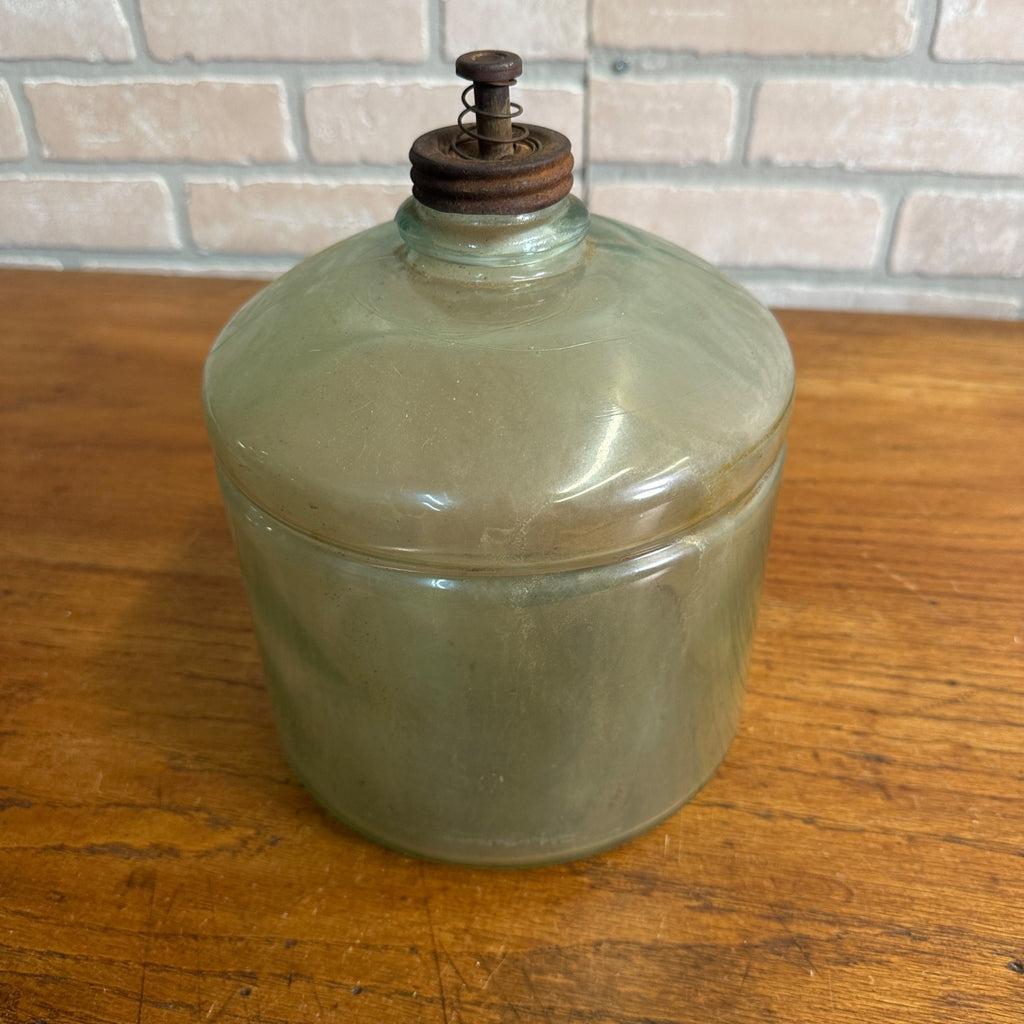 Antique USA Cleveland Metal Products Co Gallon Kerosene Blue Glass Jug