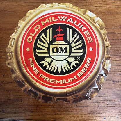 Old Milwaukee Beer Tin Sign Bottle Cap 15" Bar Pub Man Cave 2004