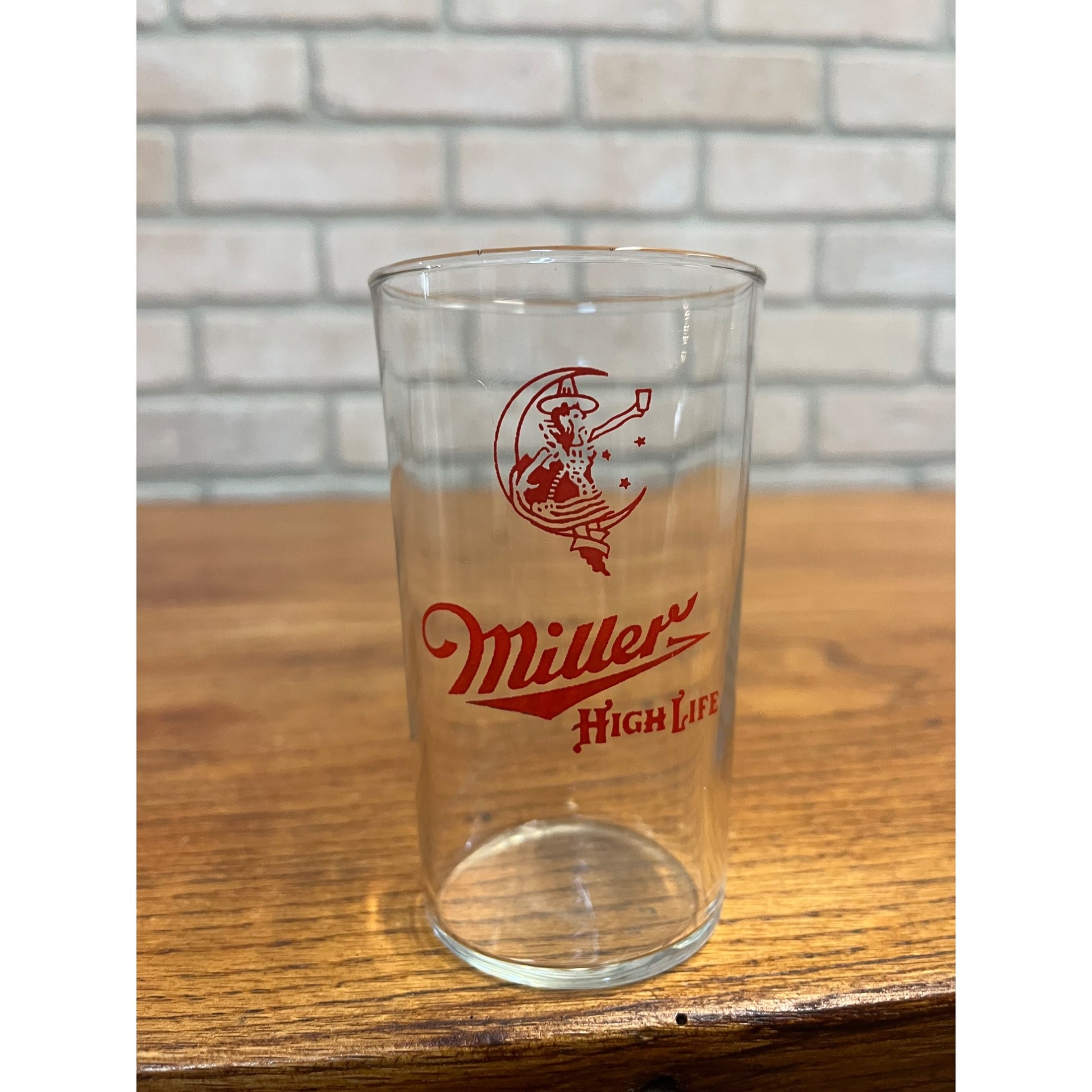 Vintage 1950s Miller High Life Beer Girl on the Moon Shell 4-1/4" Bar Glass