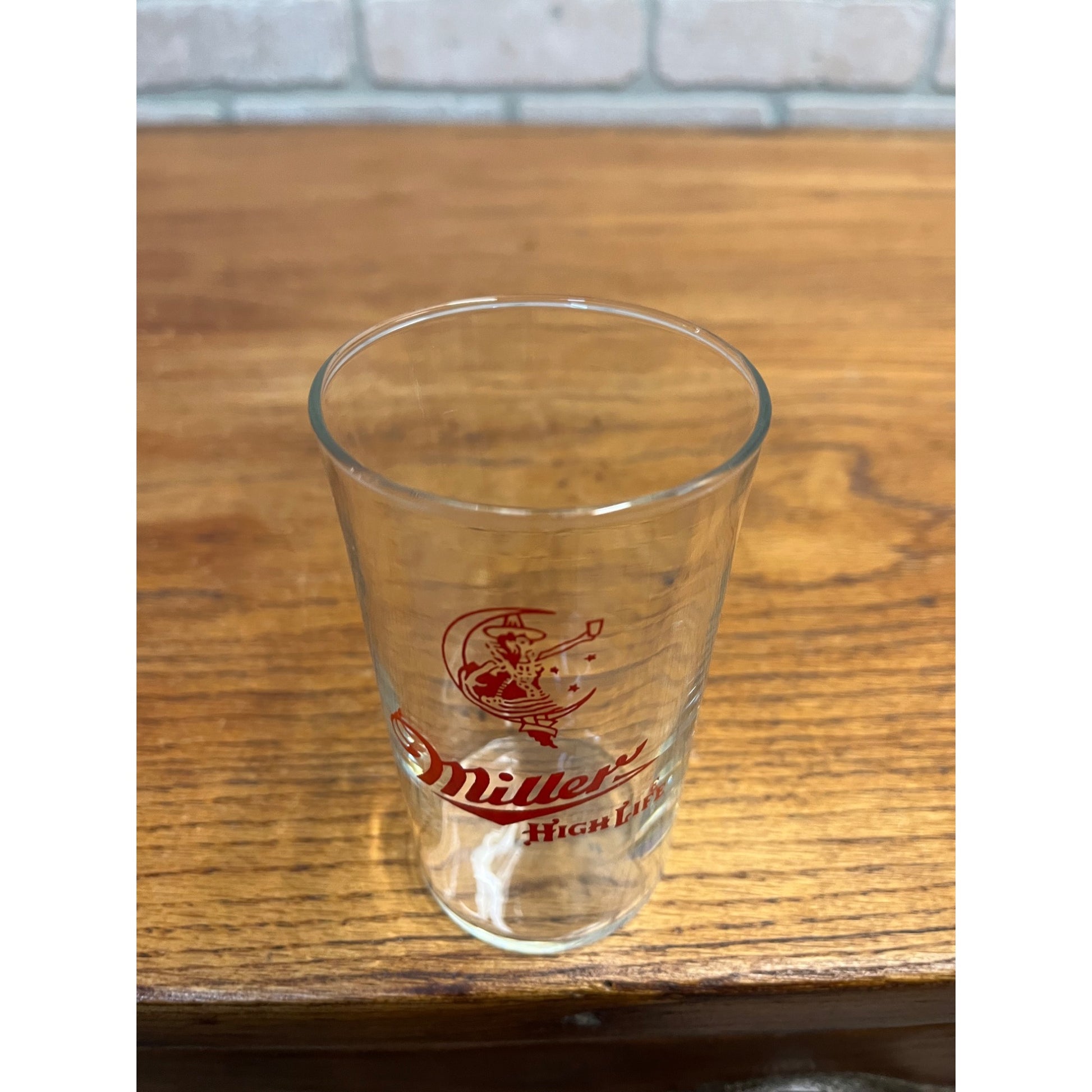 Vintage 1950s Miller High Life Beer Girl on the Moon Shell 4-1/4" Bar Glass