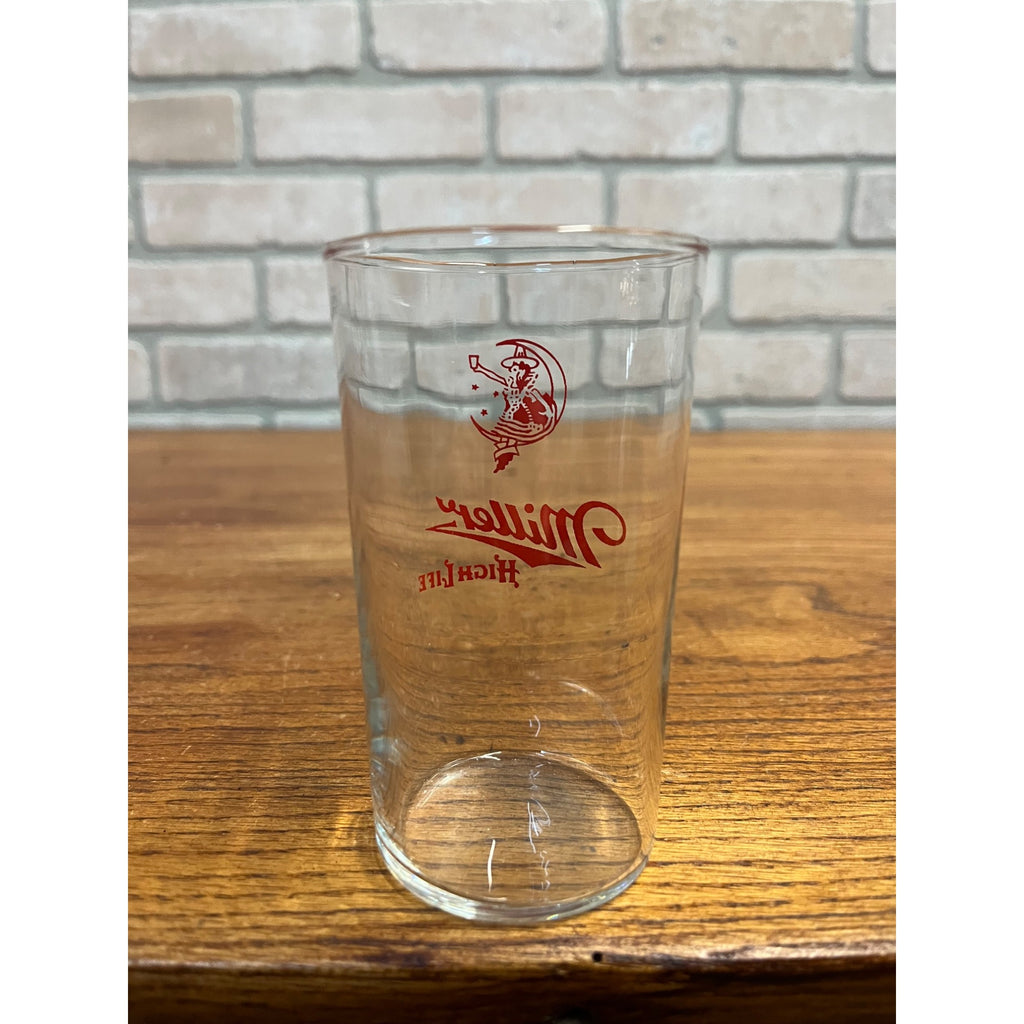Vintage 1950s Miller High Life Beer Girl on the Moon Shell 4-1/4" Bar Glass